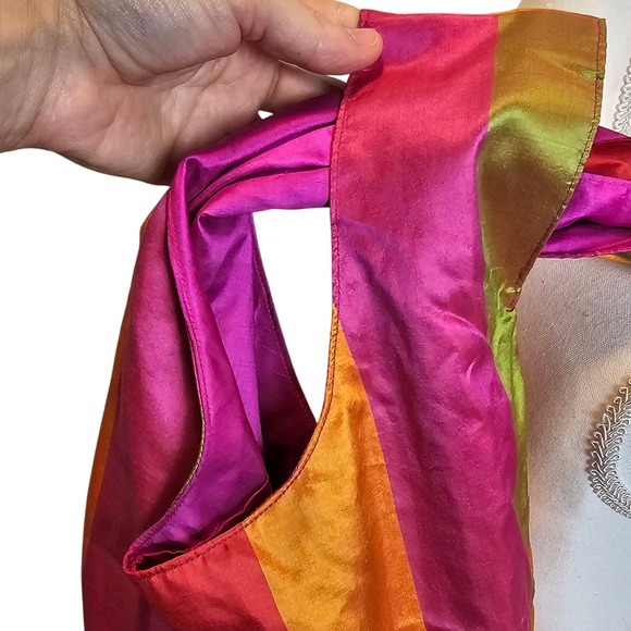 Tabitha Cambodia Handmade‎ Handwoven Silk Stripe Colorful Shoulder Purse Bag - Picture 4 of 11